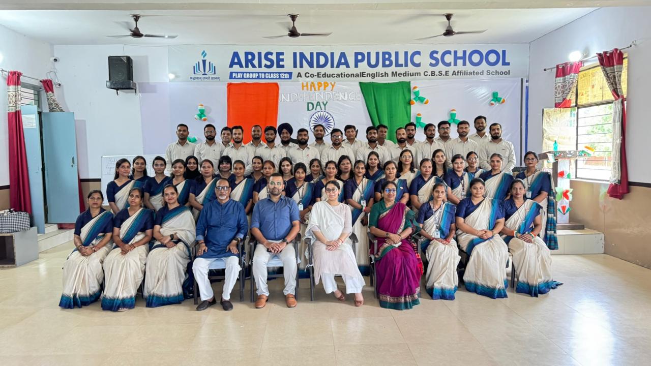 The staff and management of Arise India Public School gathered together for an Independence Day celebration